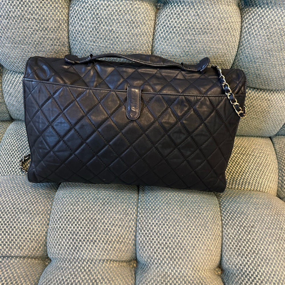 CHANEL Black Quilted Lambskin Top-Handle Shoulder Bag with Gold Hardware - Picture 2 of 14